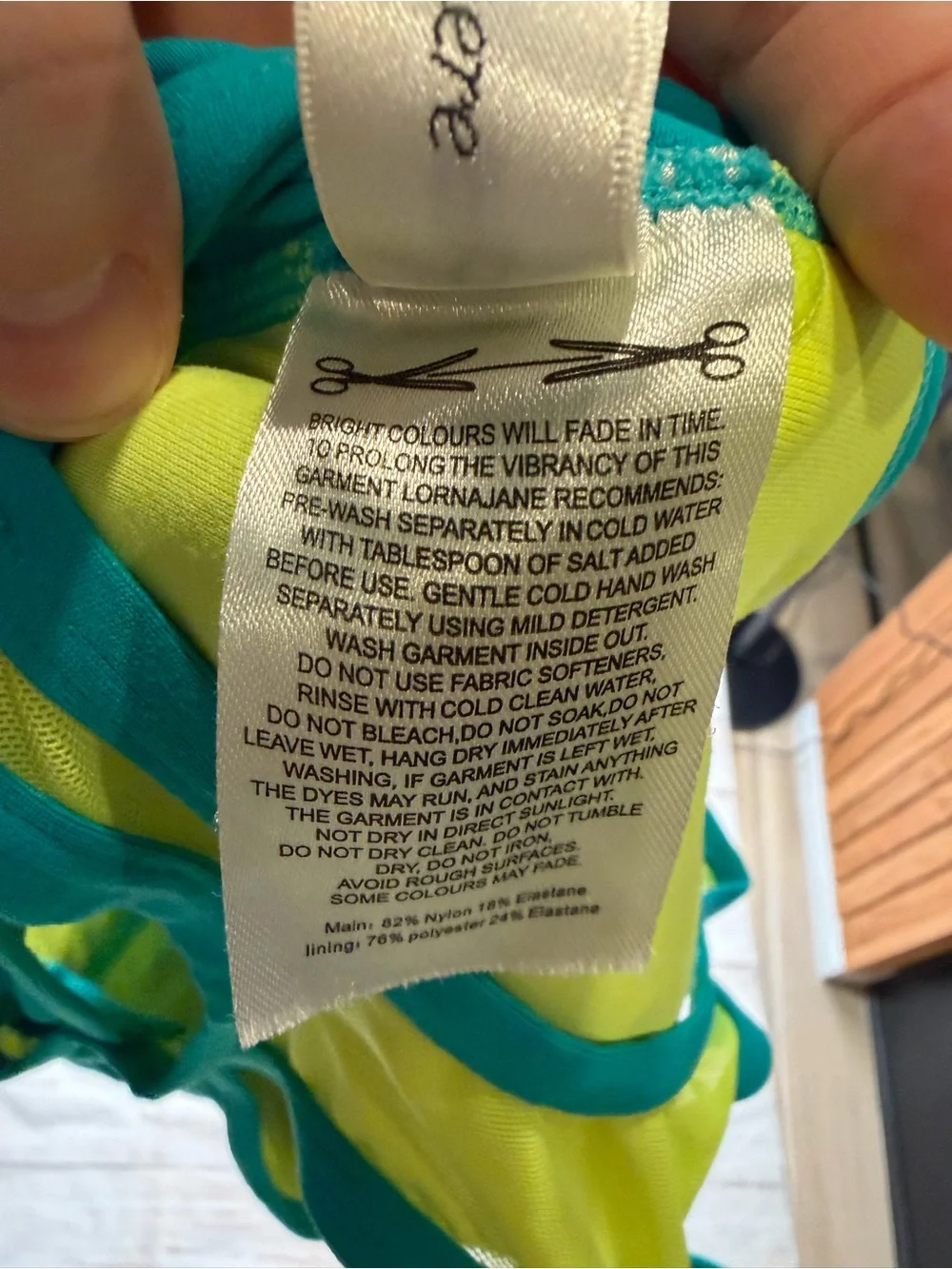 Lorna Jane Teal & Neon Lime Racerback Sports Bra - workout, running, lifting